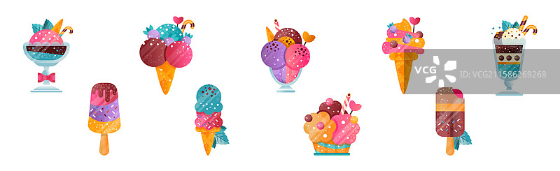 冰淇淋，甜美的冷冻甜点，上面撒有糖屑图片素材