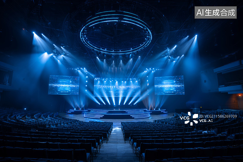 【AI数字艺术】大型舞台灯光与屏幕布置图片素材