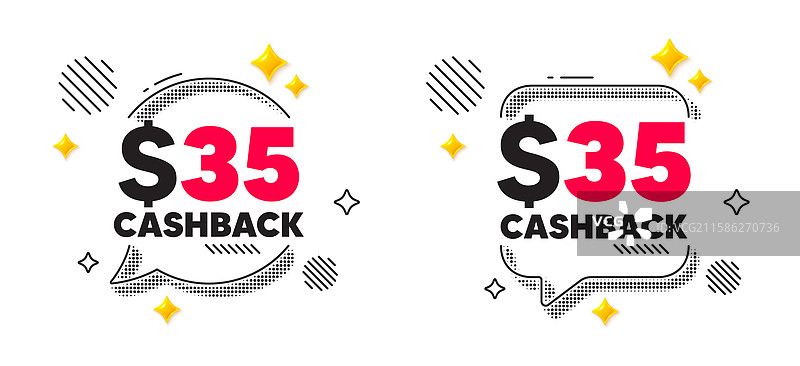35美元现金返还优惠标志聊天图片素材