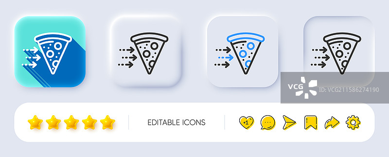 食品配送线条图标意大利香肠比萨饼标志图片素材