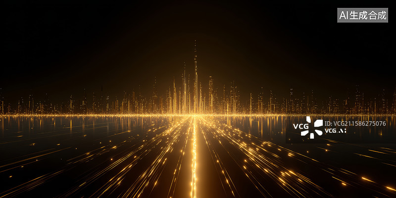 【AI数字艺术】城市夜景与移动车辆光轨图片素材