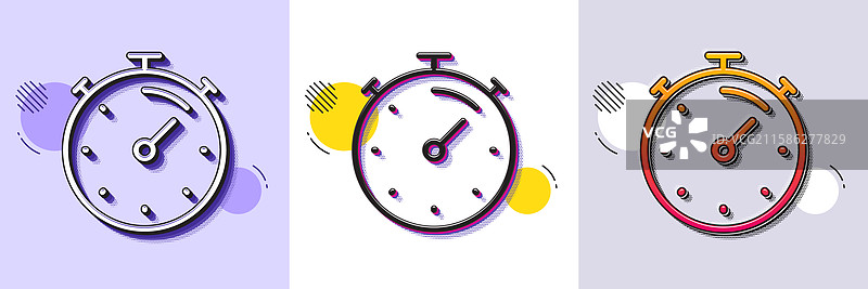 计时器线条图标，秒表时间标志，半色调图片素材