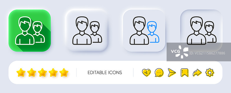 用户线条图标，情侣或团体标志，拟物化设计图片素材