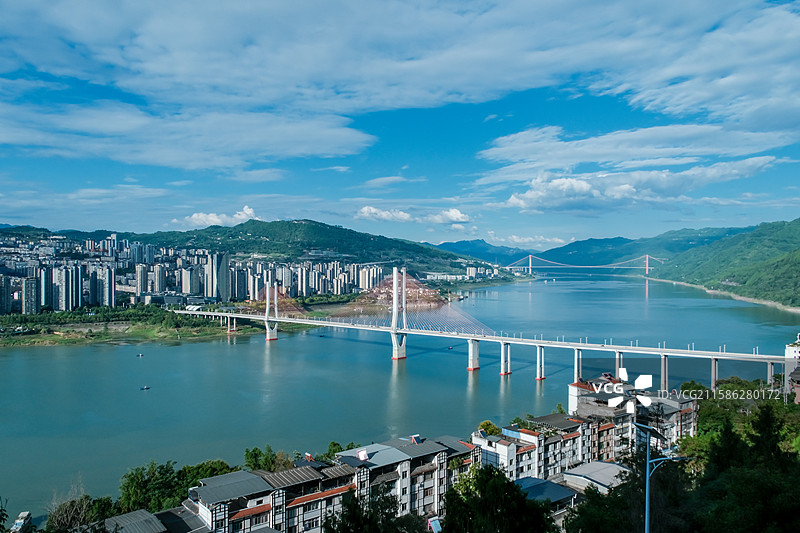 云阳长江大桥双桥同框图片素材