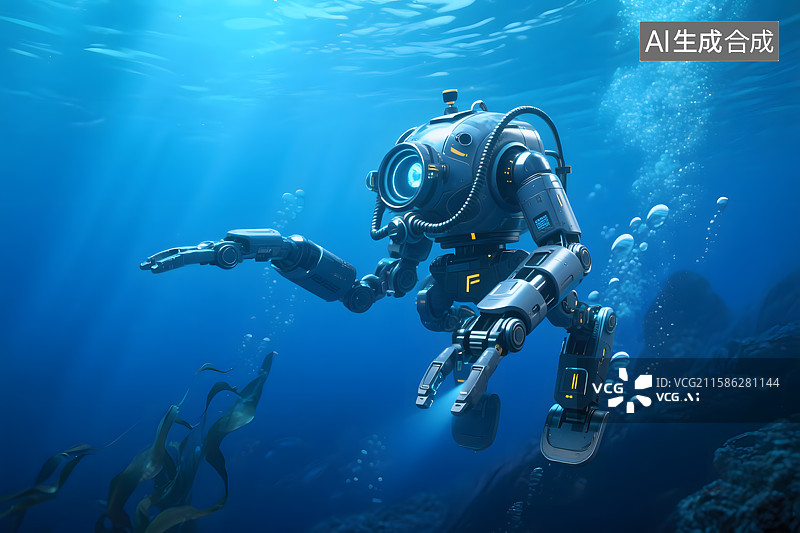 【AI数字艺术】水下勘探机器人图片素材