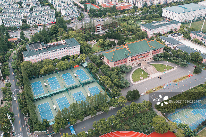 航拍上海体育大学图片素材