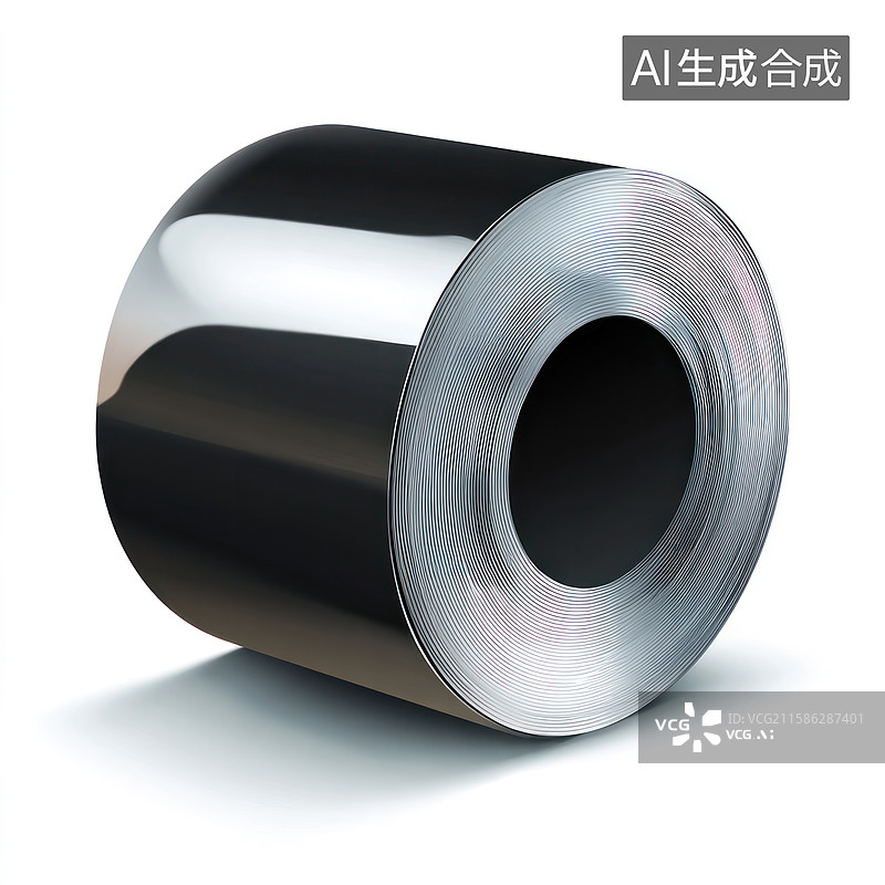 【AI数字艺术】一卷黑色工业用金属钢卷图片素材