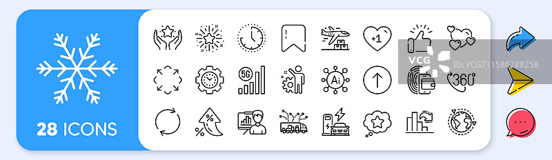 排名、向上滑动和空调线条图标图片素材