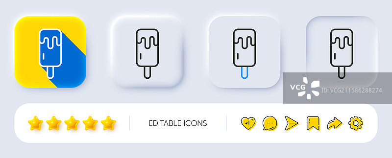 香草圣代冰淇淋棒线条图标图片素材