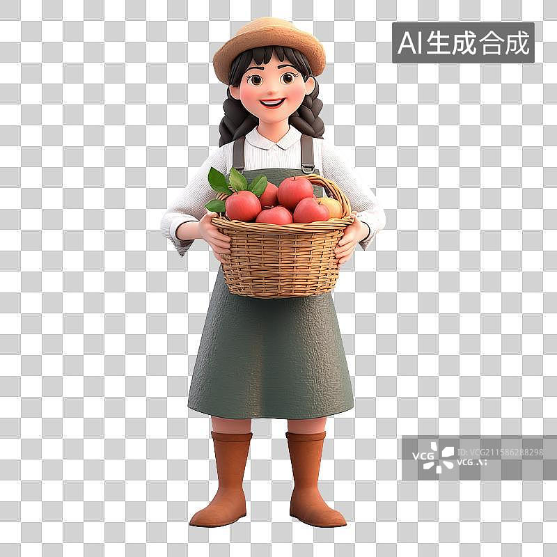 【AI数字艺术】3D三维卡通女性农户农民乡村振兴农耕元素图片素材