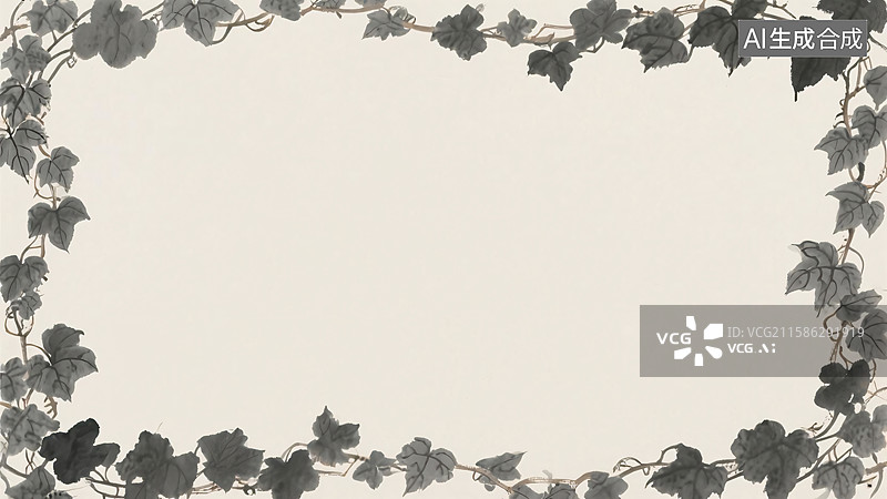 【AI数字艺术】水墨画秋天背景-环绕图片素材