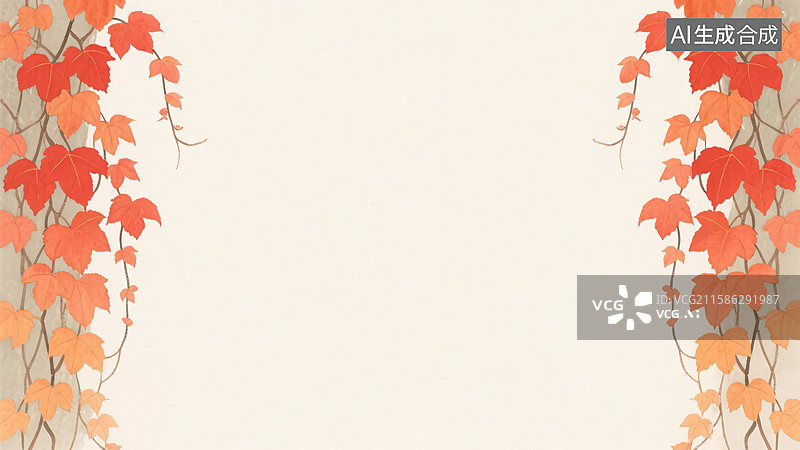 【AI数字艺术】水墨画秋天背景-两侧图片素材