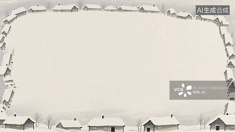 【AI数字艺术】水墨画冬天雪乡背景-环绕图片素材