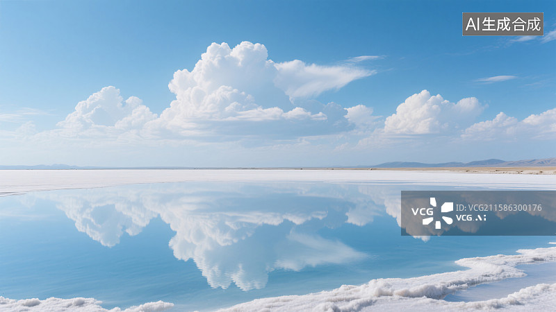 【AI数字艺术】云影天光盐湖梦境图片素材