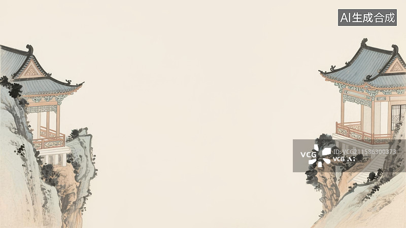 【AI数字艺术】水墨画两侧图片素材