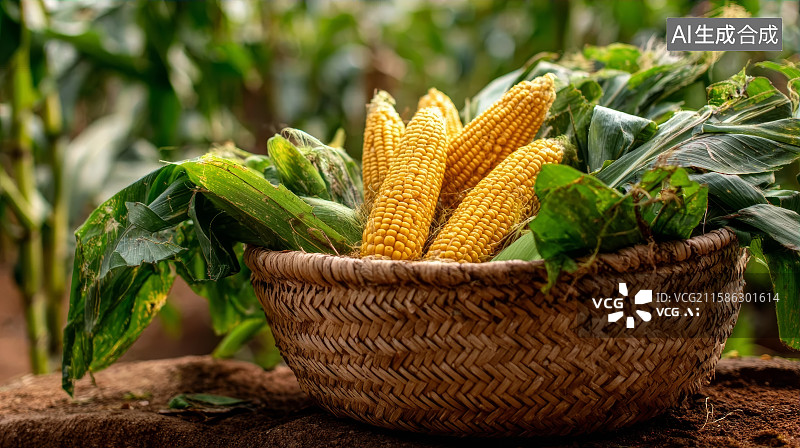 【AI数字艺术】丰收的玉米，玉米粒，金色玉米图片素材