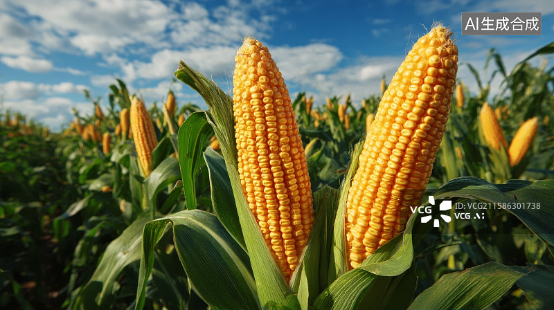 【AI数字艺术】丰收的玉米，玉米粒，金色玉米图片素材