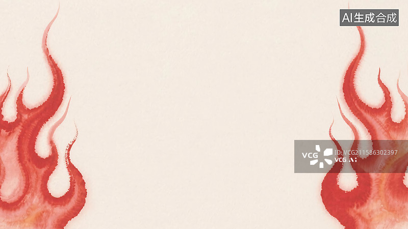 【AI数字艺术】水墨画火焰背景-两侧图片素材