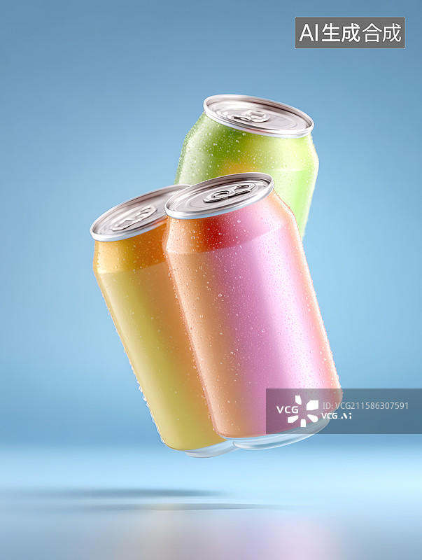 【AI数字艺术】彩色装满饮料的易拉罐图片素材