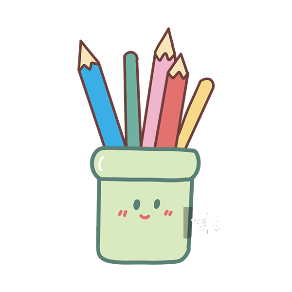 可爱卡通彩色铅笔笔筒图片素材