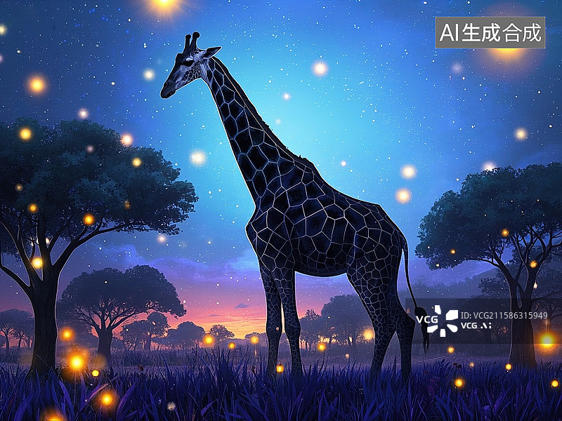 【AI数字艺术】长颈鹿插画图片素材