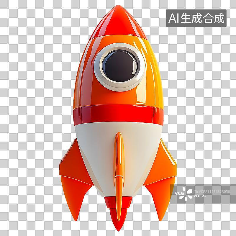 【AI数字艺术】卡通火箭插画3D元素图片素材