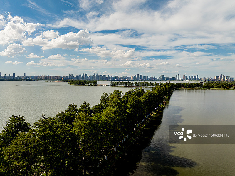 东湖磨山景区航拍图片素材
