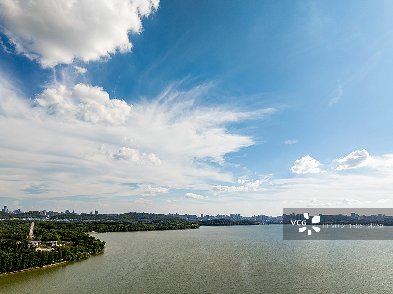 东湖磨山景区航拍图片素材