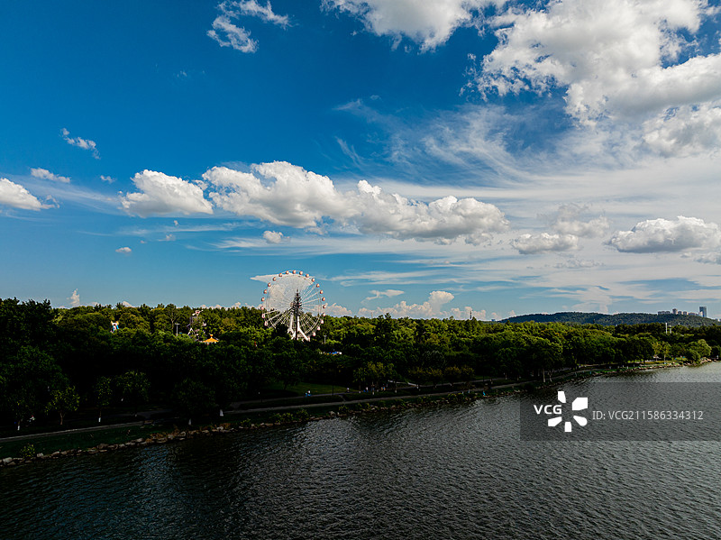 东湖磨山景区航拍图片素材
