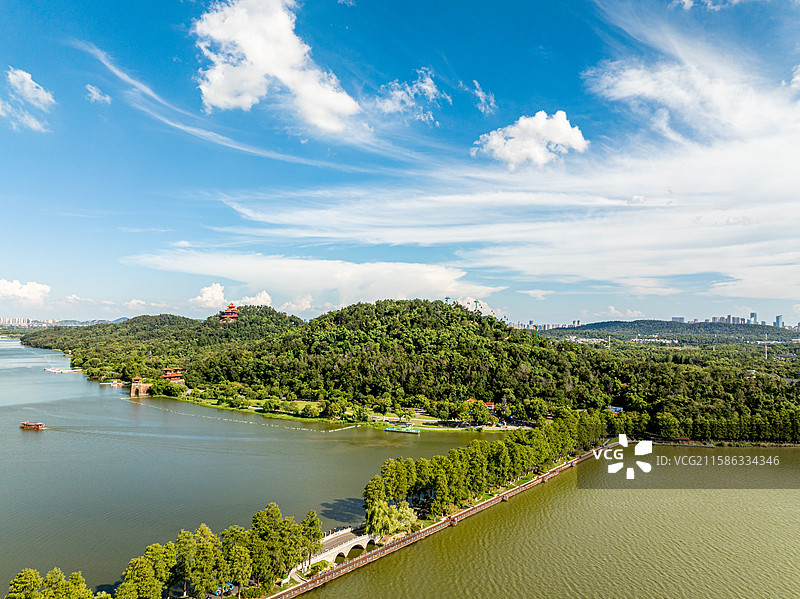 东湖磨山景区航拍图片素材