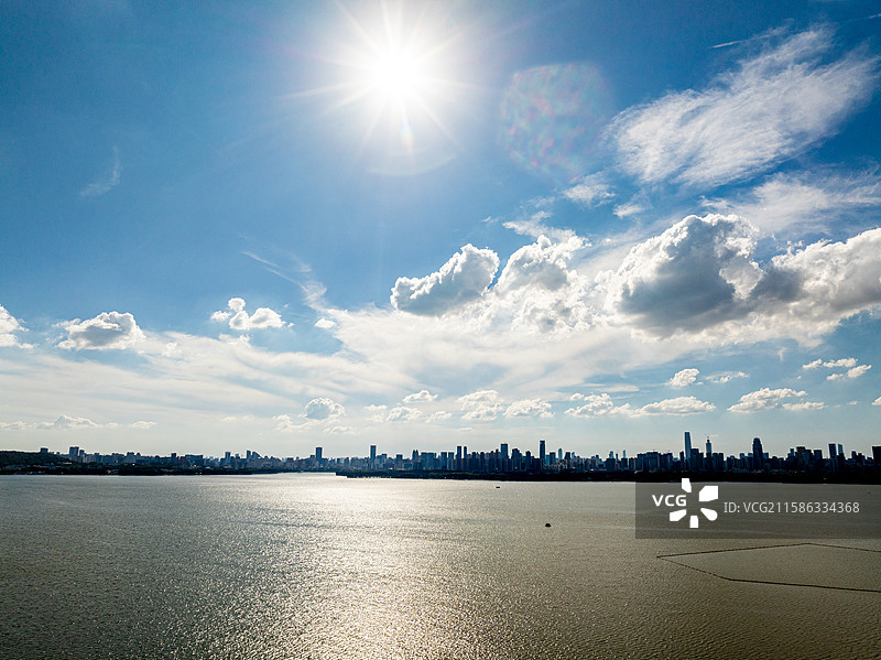 东湖磨山景区航拍图片素材