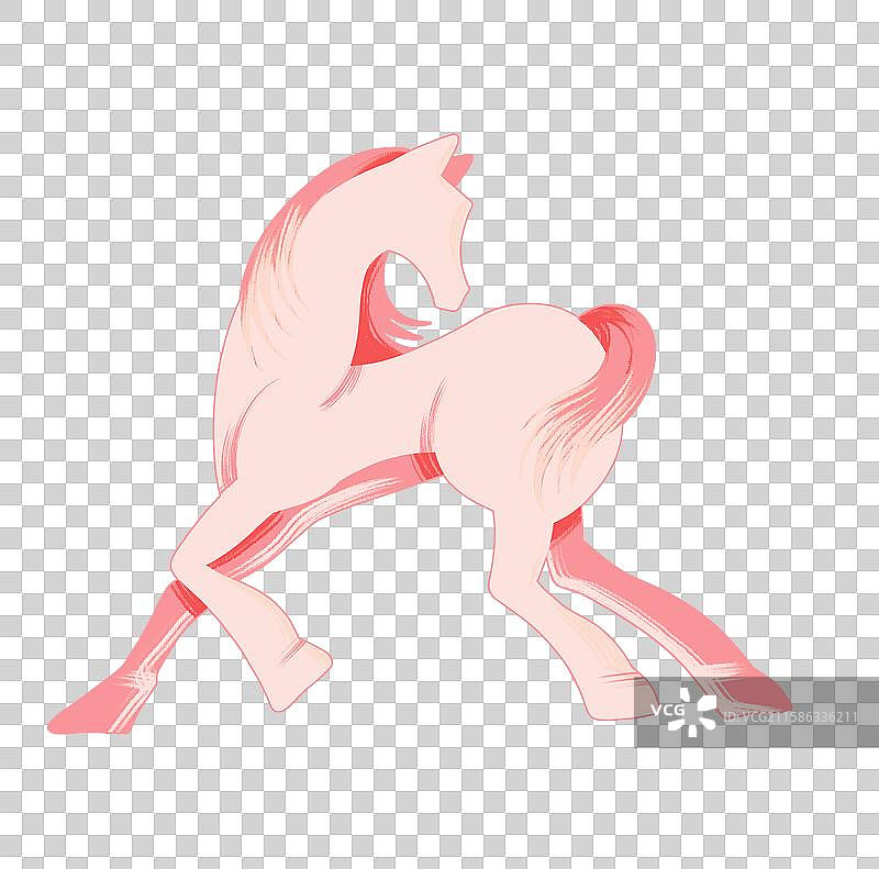 手绘插画优雅红色马匹马年插画元素图片素材