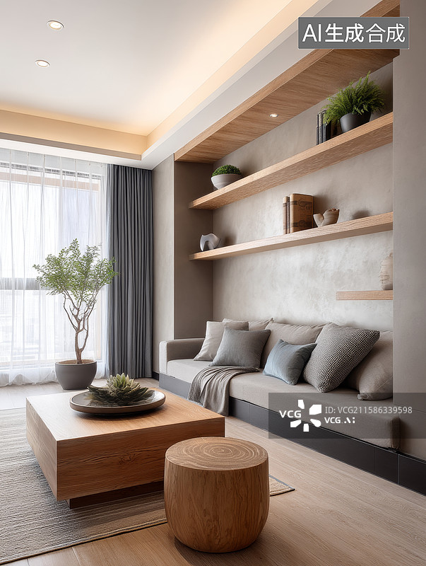 【AI数字艺术】现代简约客厅布置图片素材