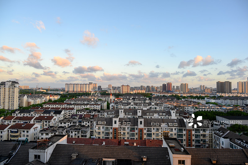 苏州市吴中区CBD日落全景图片素材
