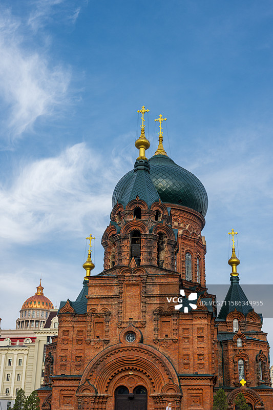 黑龙江哈尔滨圣索菲亚大教堂的壮丽穹顶图片素材