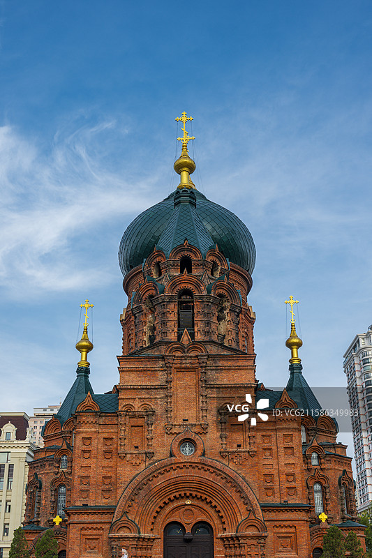 黑龙江哈尔滨圣索菲亚大教堂的壮丽穹顶图片素材