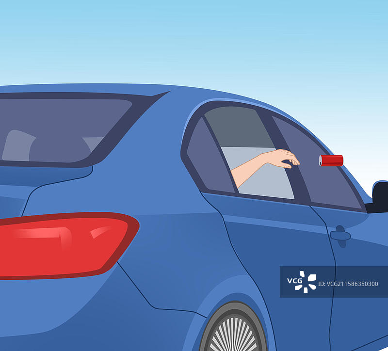 素质教育行程行车驾驶途中开车抛洒垃圾危害行驶公路马路危险危害不文明现象插画图片素材