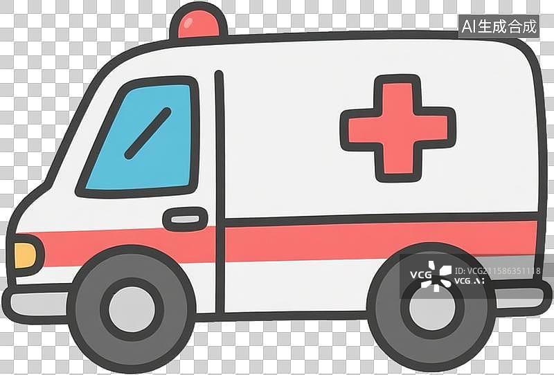 【AI数字艺术】卡通，救护车，红十字图片素材