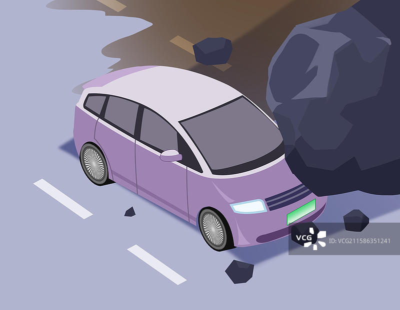 现代科技发达汽车工业新能源电能发电电机出门出行搭车汽车轿车俯瞰淹水泡水卡通元素插画图片素材
