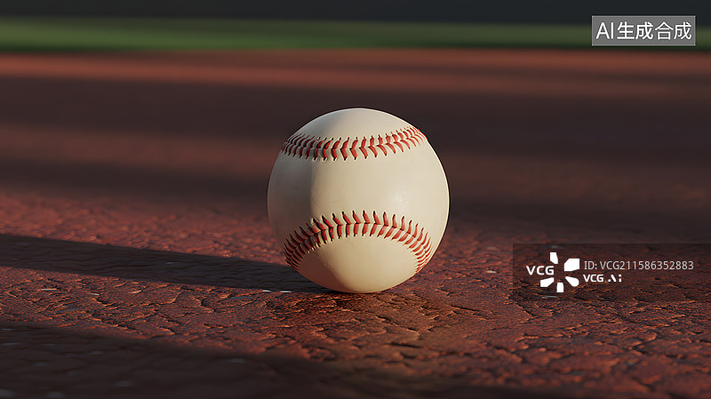 【AI数字艺术】棒球静置于红土场图片素材