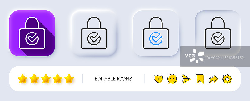 带检查线的锁图标，私人储物柜标志图片素材