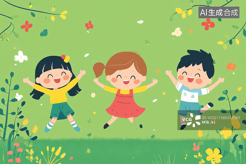 【AI数字艺术】欢乐童年：草地上的气球派对图片素材