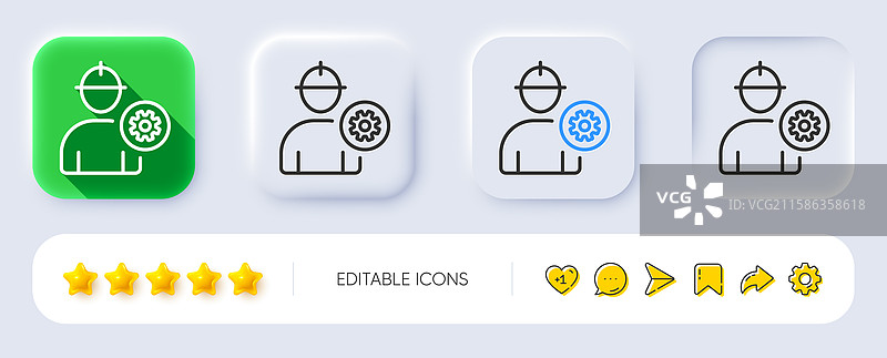 男性工人线条图标，个人轮廓标志，拟物化设计图片素材