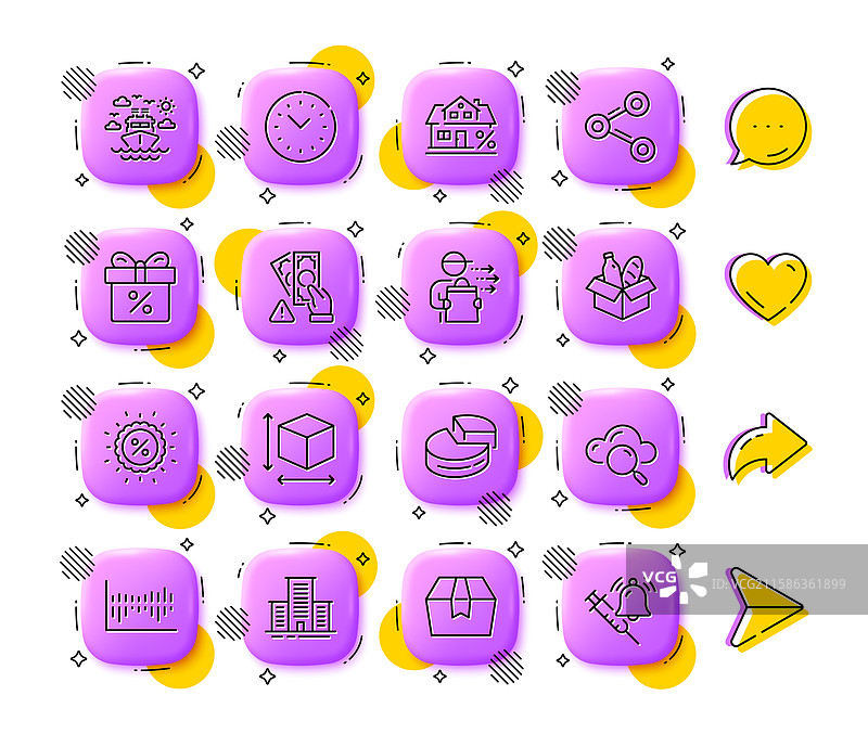 折扣优惠、贿赂和食品配送线条图标图片素材
