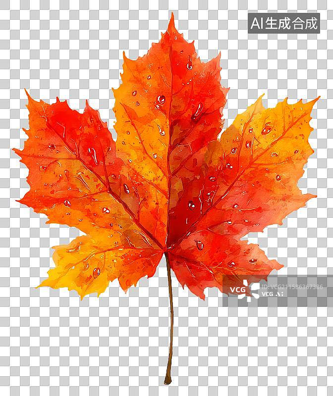 【AI数字艺术】带水珠的枫叶图片素材