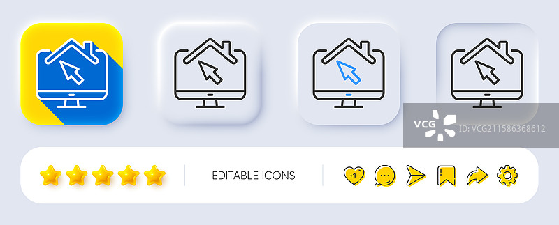 在家工作线条图标外包工作标志图片素材