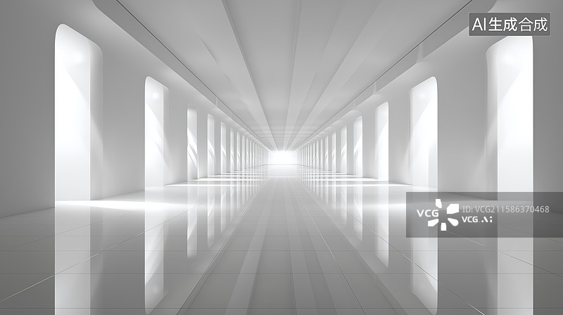【AI数字艺术】现代室内明亮的走廊图片素材