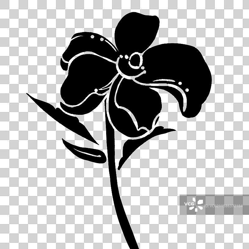 新中式黑白牡丹花装饰图片素材