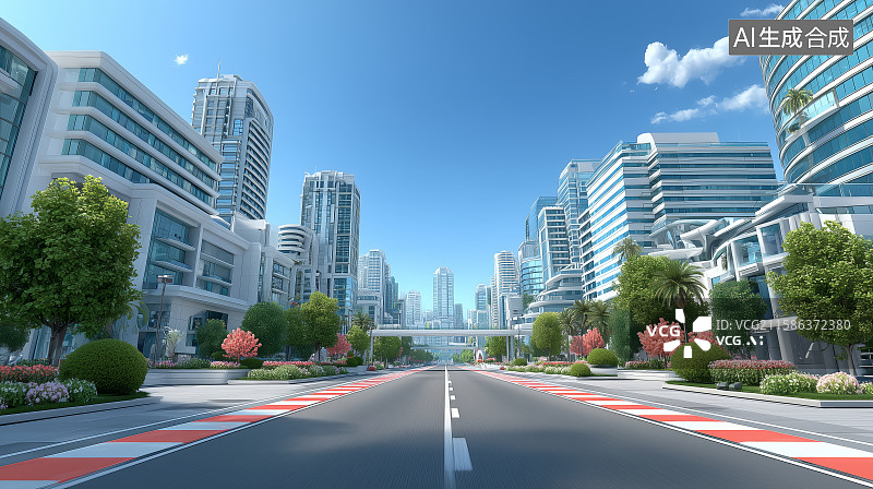 【AI数字艺术】未来城市中的现代化高速路图片素材