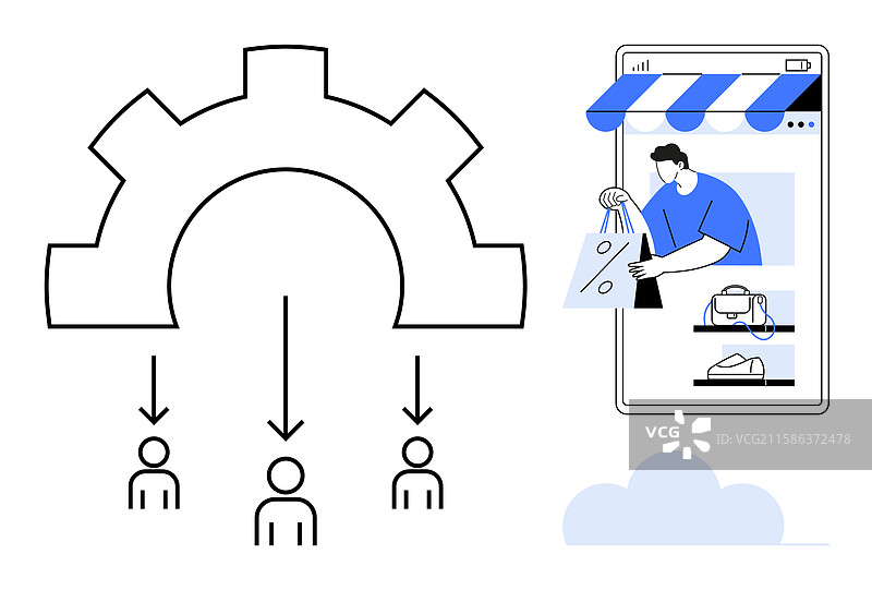 电子商务概念与齿轮分配图片素材